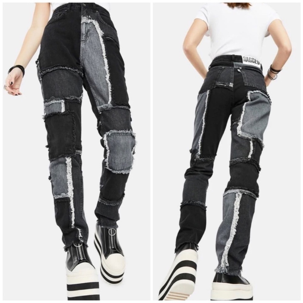 The Ragged Priest Cheat Mom Patchwork Jeans Size 24